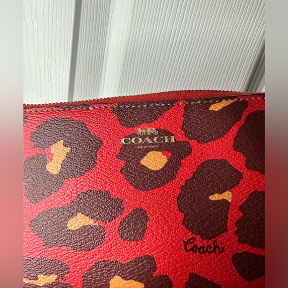 Coach Red Leopard Print Wristlet - Picture 4 of 14